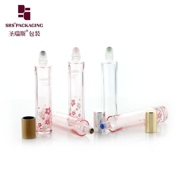 Thick Bottom Molded Glass Roller Bottle Perfume Packing 15ML With Bamboo Cap