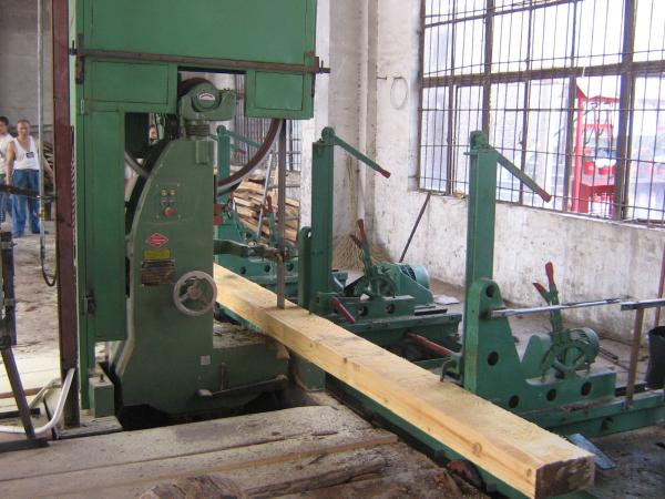A faixa vertical do Woodworking viu com transporte, transporte do log da serração para a venda