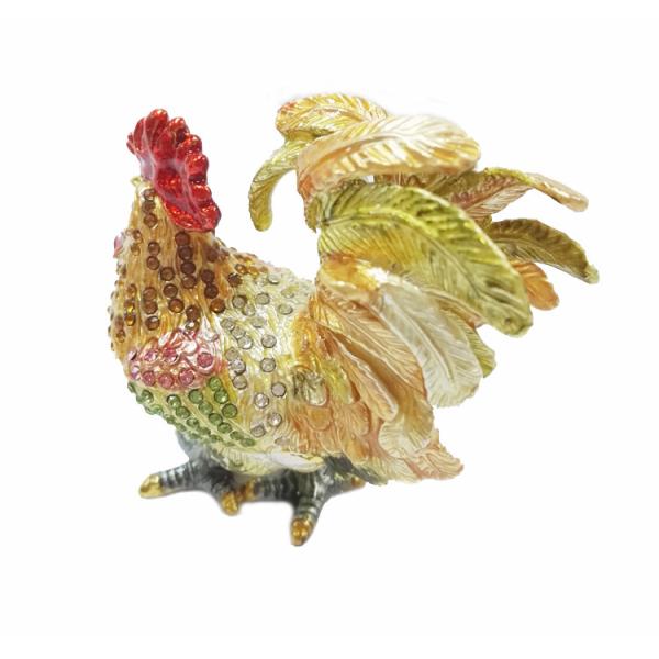 Fancy Mini Rooster Metal Jewelry Box pewter jewelry box with rooster design