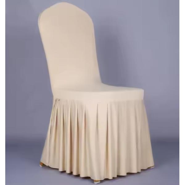 Polyester Wedding Pleated Skirt Chair Ruched Red White Banquet Hall Dining