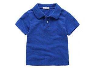 Soft Cotton Polo Shirts With Company Logo Embroidery / Kids Short Sleeve Polos
