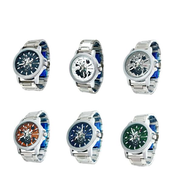 ML1112B Montres à bande en acier inoxydable argenté avec cadran minéral