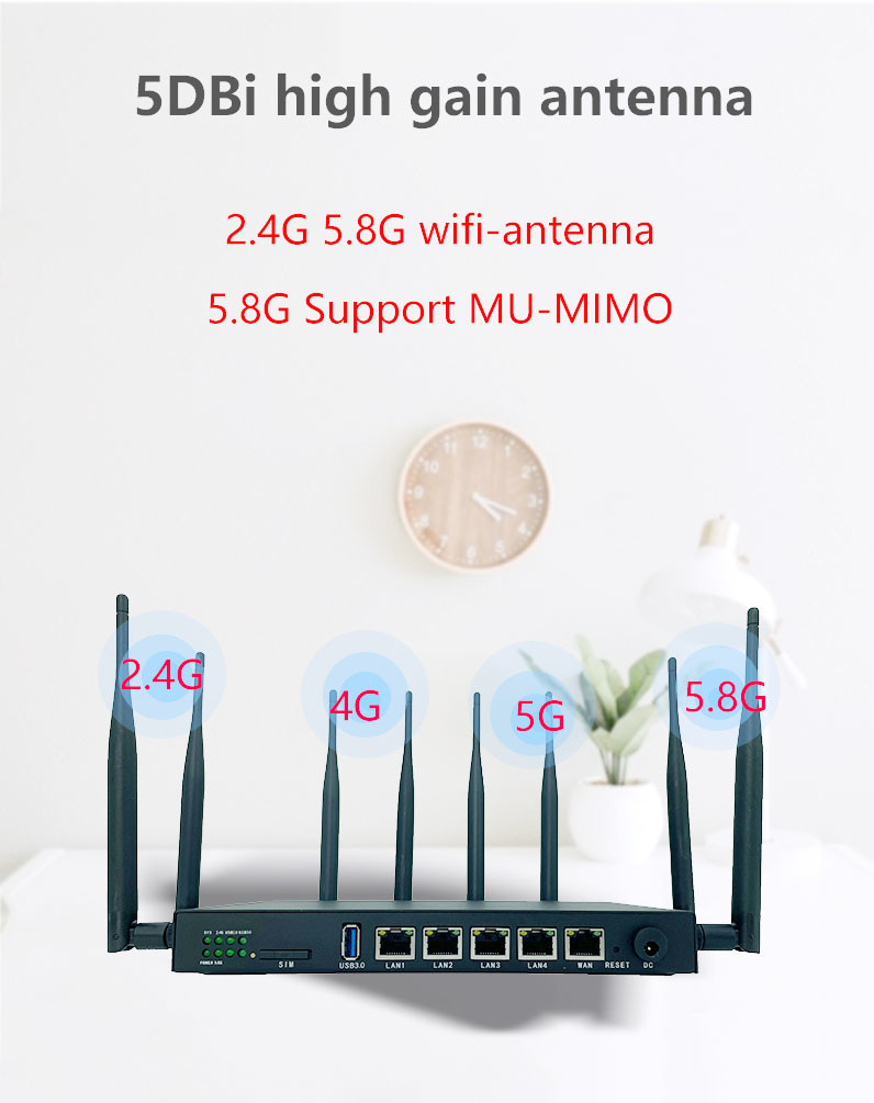 Маршрутизатор маршрутизаторов 5g WS1208 1200Mbps 4G 5G беспроводной с черной раковиной металла