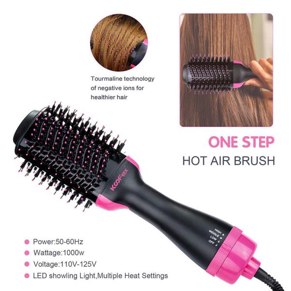 a escova do secador de cabelo 220V em volta do secador 3 do sopro em 1 escova de ar quente de endireitamento anti escalda
