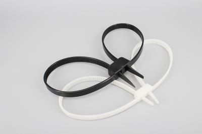 DEMOELE 12*700mm white and black strong double loop Unbreakable soft plastic cable tie one time police handcuffs