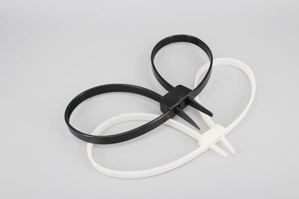 DEMOELE 12*700mm white and black strong double loop Unbreakable soft plastic cable tie one time police handcuffs
