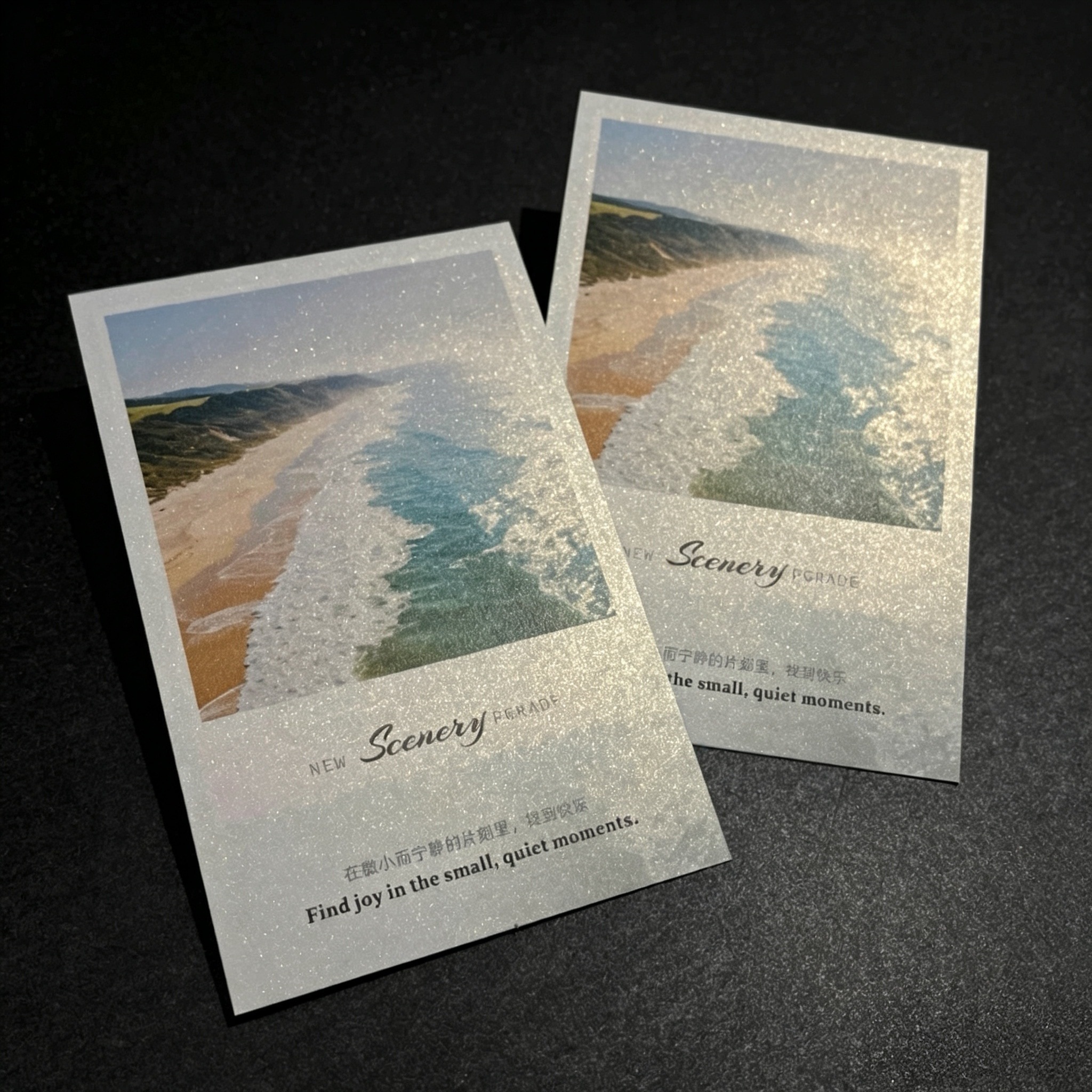 Glitter Starlight Paper Postcard With Scenic Art For Stationery And Souvenir