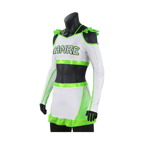 Special Cut Cheer Dance Clothes Green High School Cheer Uniforms Dry Fit