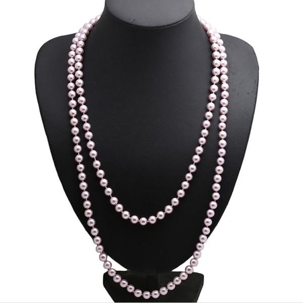 Luxury Purple Round 8mm Shell Pearl Sweater Necklace 55 Inches (N08633)