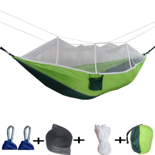 Green Lightweight Double Hammock , Outdoor Camping Hammock For Hiking Travelling