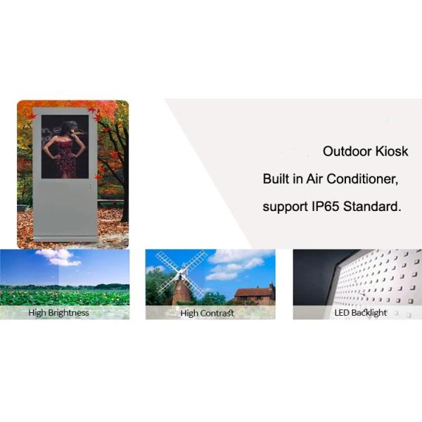65 Inch Digital Kiosks Touch Screen , Floor Standing LCD Advertising Display With Air Conditioner