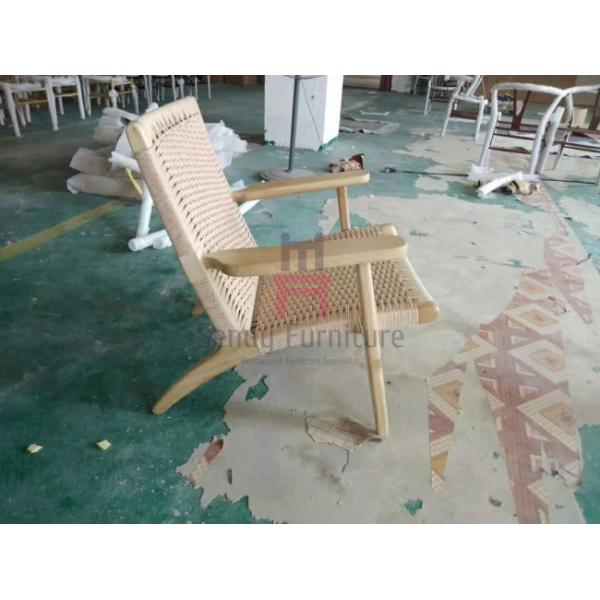 Ash Wood Armrest Garden Leisure Chair 0.45cbm With Rope Back