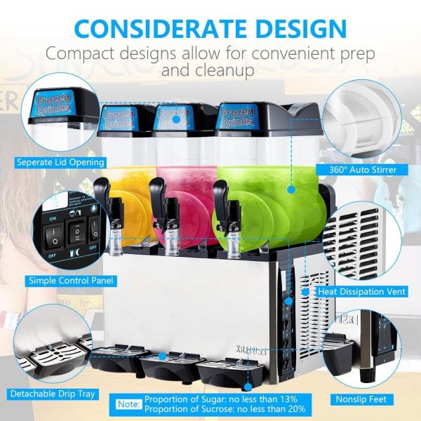 12Lx3 Tank Quality Slushie Machine Commercial Slush Frozen Drink