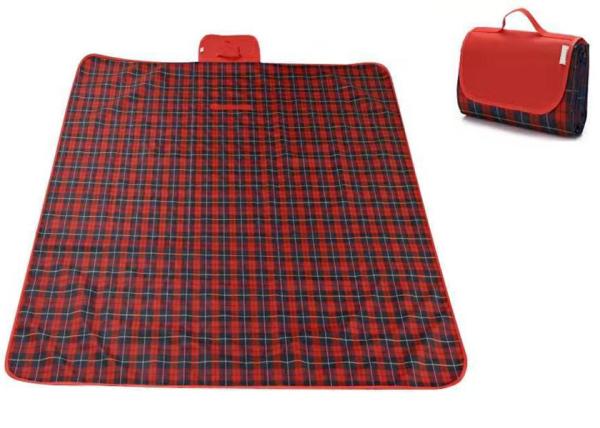 Red Checkered Picnic Blanket Sand Proof For Outdoor Family Party