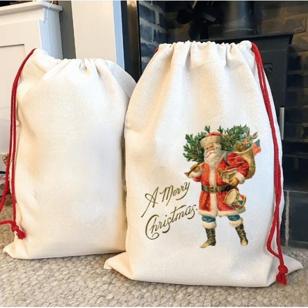 Customized Color Sublimation Christmas Drawstring Bag for Customized Gift Wrapping