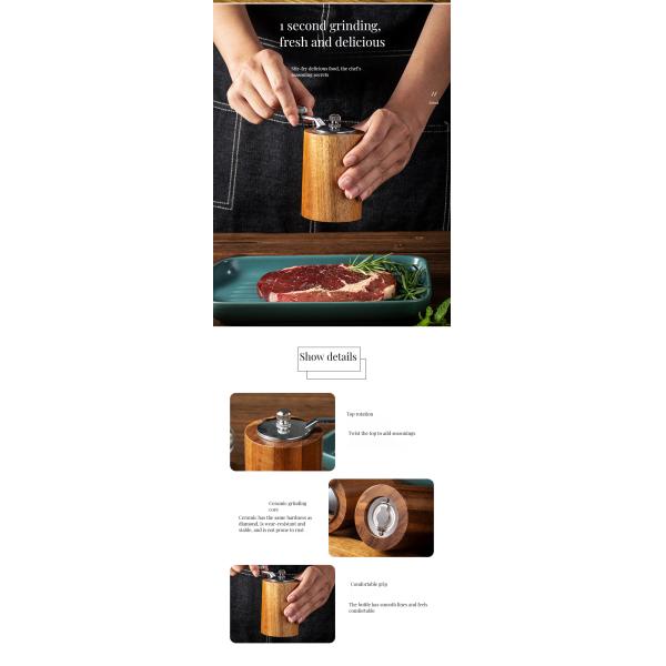 Customized Logo Household Flax Seed Grinder and Hand-Cranked Pepper Mill Refillable