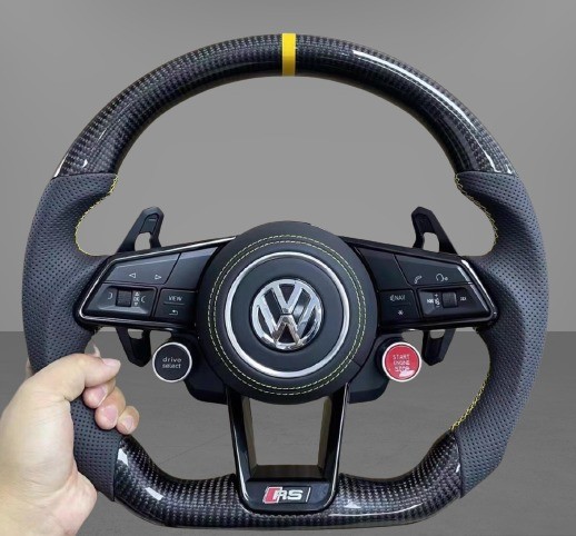 Volkswagen R8/RS/GTI/Golf R Multi-Function Steering Wheel 55cm Diameter Red Stitch Color