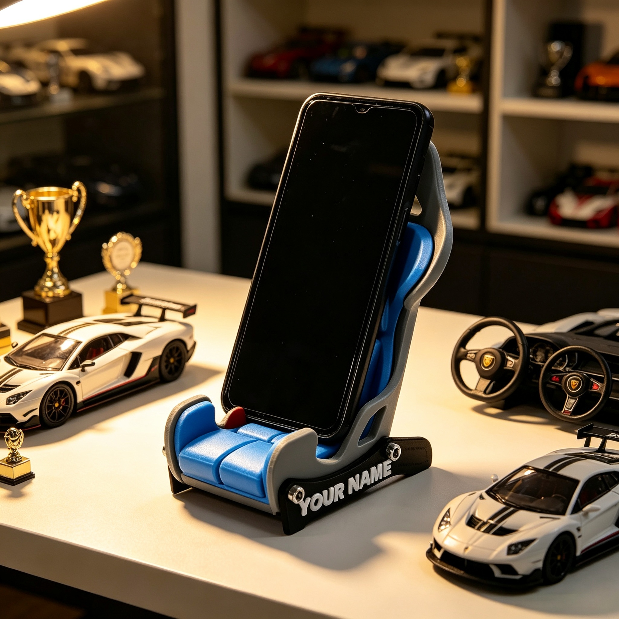 Multi Color Digital 3D Printing Custom Text Racing Seat Shape Cell Phone Holder