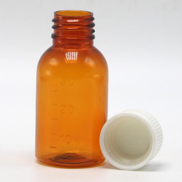 GMP Farmacêutico 30 ml PET Ambar Botelho de plástico líquido com tampa de parafuso à prova de adulteração
