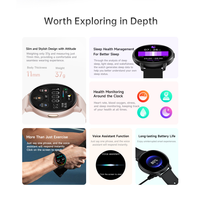Bluetooth Call Fitness Smart Watch with Heart Rate Blood Oxygen Sleep Monitor IP67 Waterproof Multi-Sport Tracker for iOS Android