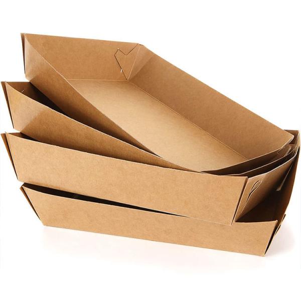 Bandejas de cartón para servir personalizadas y ecológicas de papel kraft en forma de barco