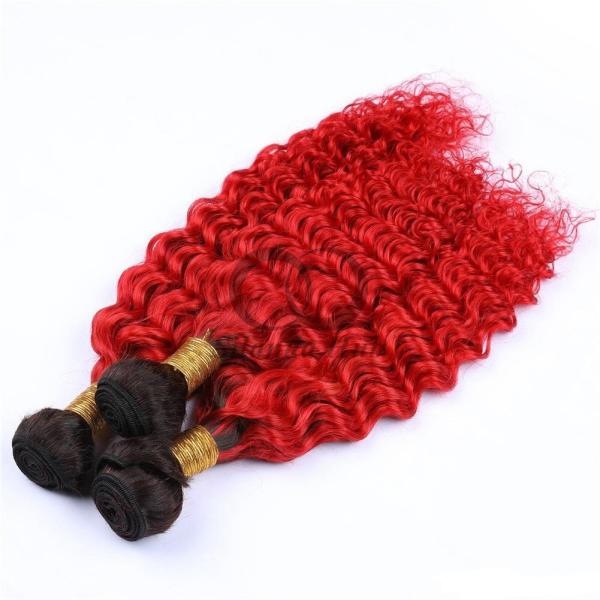 #T1B/Red Deep Wave Remy Human Hair Bundles Sew In Weave Bundles Brazilian Bundle Deals
