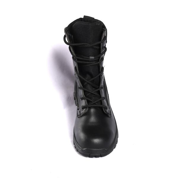 Tejido de pie de acero negro de corte alto de suela PU de encaje hasta el cierre de seguridad