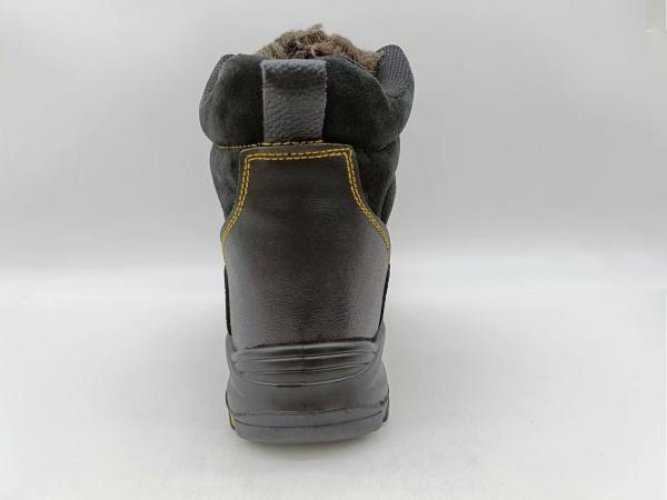 Slip Resistant Winter Insulated Work Boots Brown Leather Steel Toe Shoes For Men