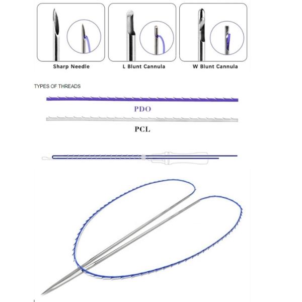 levage émoussé coréen de Pdo de canule ultra V de fil de 4d 100mm PDO de l'ascenseur