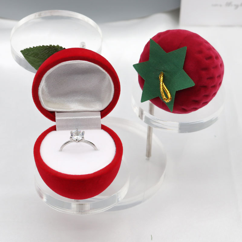 OEM Logo Velvet Red Luxury Flocked Ring Box Jewelry Gift Box Eye Catching Design