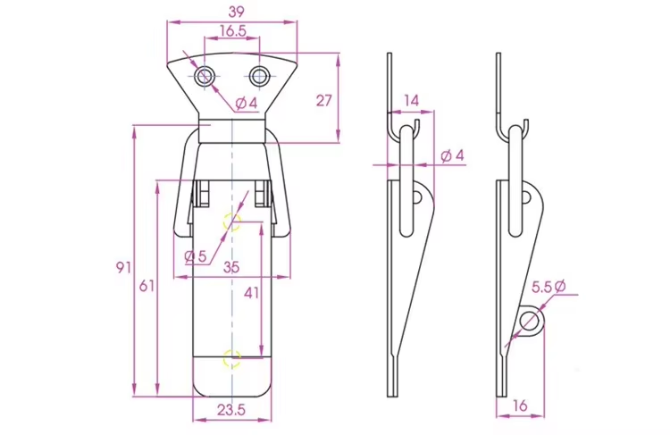 Stainless Steel Push Door Toggle Latch for Truck for Tool Box Lock Cylinders