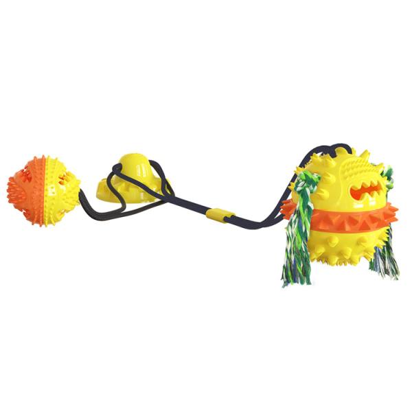 Powerful Double Sucker Dog Toy Molar Dog Supplies Bite Resistant Ball