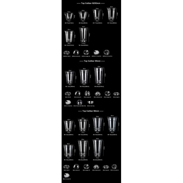 12/14/18/20/24/16oz PET Disposable Clear Ice Coffee Plastic Cups