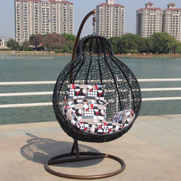 Metal Frame Hand-made Rattan Swing Wicker Chair for Outdoor Garden Villa Hanging Basket