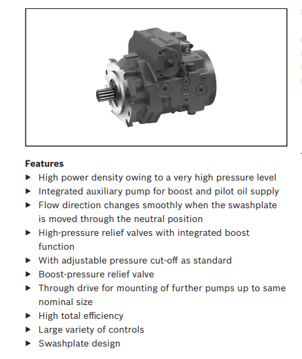 REXROTH A4VG Series 40 Hydraulic Axial Piston Variable Pump A4VG110 A4VG125 A4VG145 A4VG175 A4VG210 A4VG280