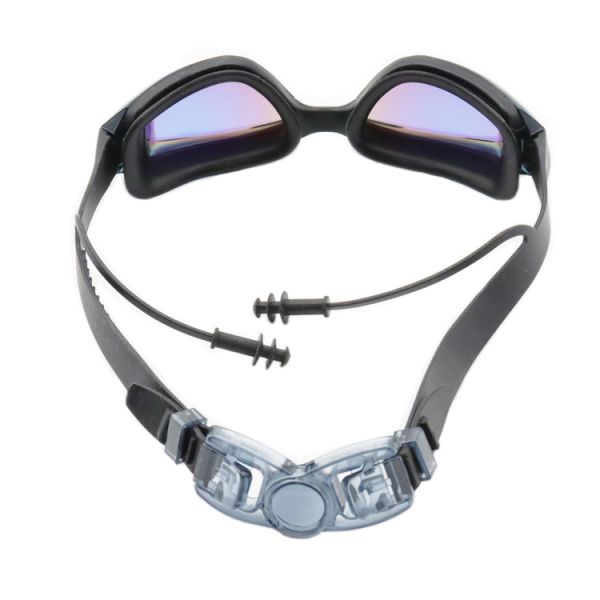 Universal Swimming Pool Goggles With Rainbow Plating And Surf Ear Plugs