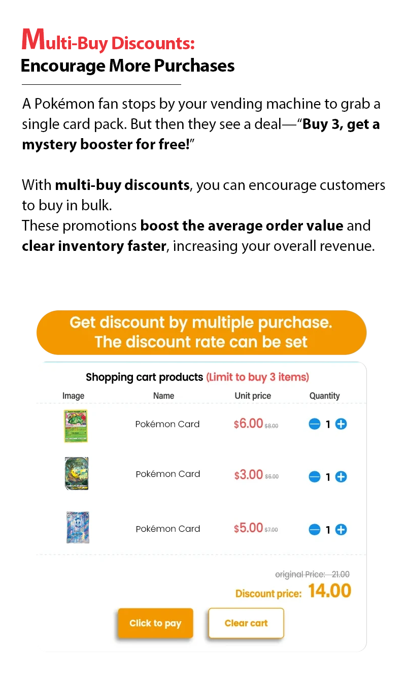 Big Touch Screen TCG Pokémon Card Vending Machine With Card Reader and Customized Sticker