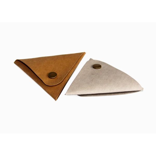 Triangular Washable Kraft Paper Wallet Small Coin Purse With Button Closure