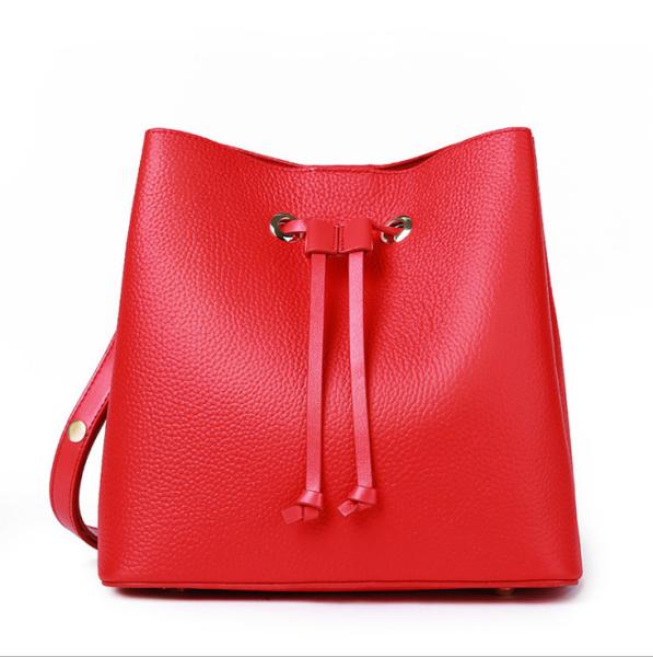 Real Leather Bucket Bags Winter Collection Simple Lady's Shoulder Bag