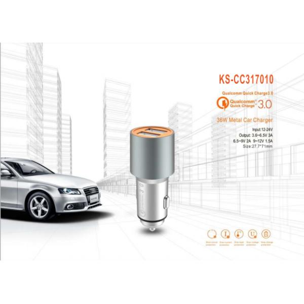 Dual Port Car Charger USB A Smart IC Universal 5V4.8A, 24W Car Charger