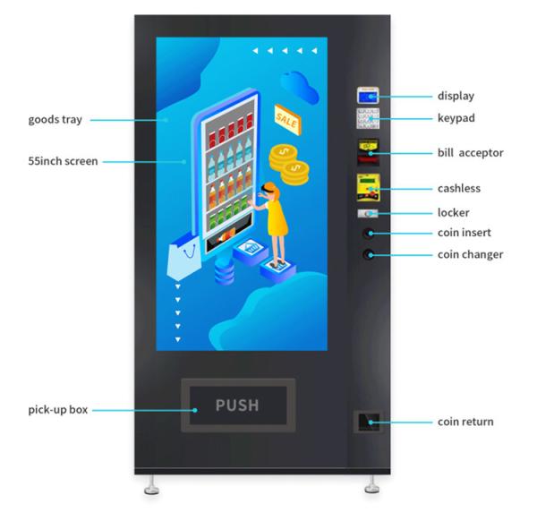 55 Inch Touch Screen Advertising  Vending Machine And Card Readers
