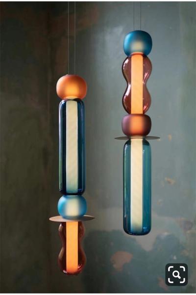 Designer Colored Pendant Lamps LED Stained Glass Pendant Light Bar Shop Restaurant Light(WH-AP-603)