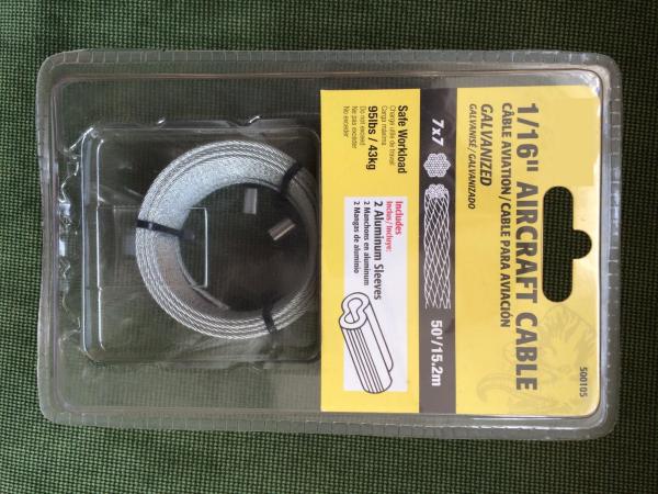 Câble métallique en acier galvanisé à haute fatigue pour lève-vitre automatique 8X7+1X19 1.5mm 1.8mm
