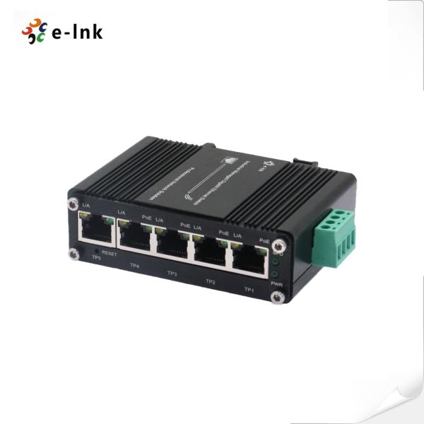 Mini Industrial Managed 4-Port 10/100/1000T 802.3at PoE 30W + 1-port 10/100/1000T Uplink Ethernet Switch