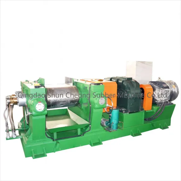 Two Rollers Rubber Cracker Mill and Grooved Rollers for Waste Tyre Recycling