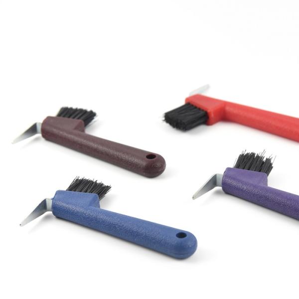 Plastic Horse Hoof Pick Brush Comfortable Grip Hand For Horse Cleaning