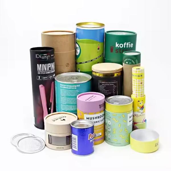 Produits alimentaires de qualité recyclable en papier kraft tube nouveau style emballage en bouteille de vin pour les produits cosmétiques papier artisanal carton en relief