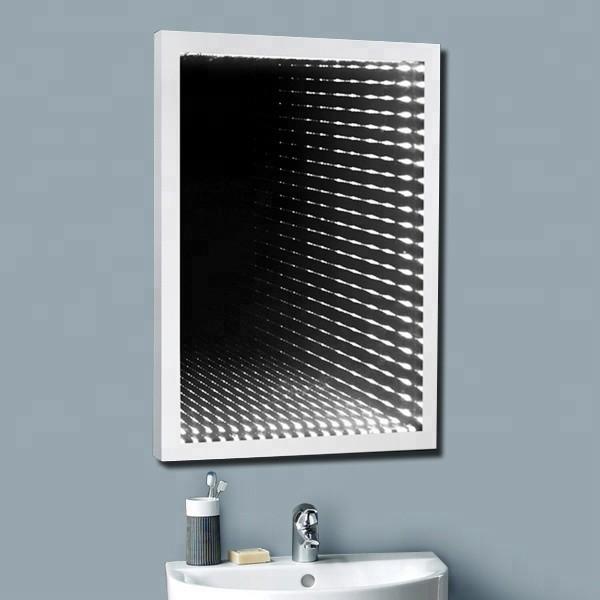 Rétroviseur 3D à l'infini monté sur le mur avec lumières LED et matériel de vis d'installation 1 sac