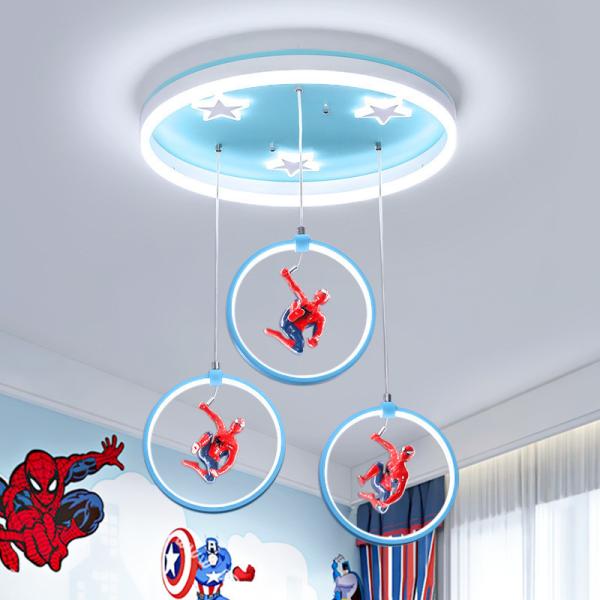 A proteção ocular criativa de Spider-Man dos desenhos animados conduziu a luz de teto para a sala de crianças da sala do quarto