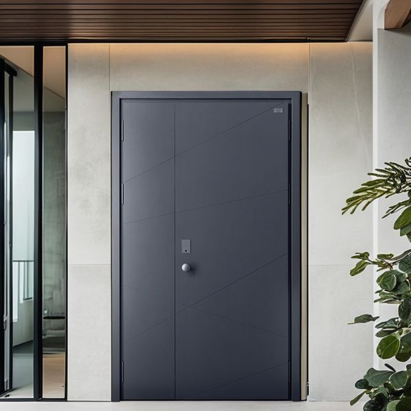 Custom Office Security Door Modern Steel Fancy Design Exterior Metal Door